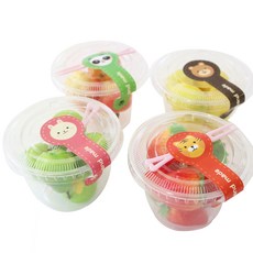 透明甜點杯 S號 20入+蓋子 20入+棒棒糖動物貼紙 20入+叉子 20入, 1組