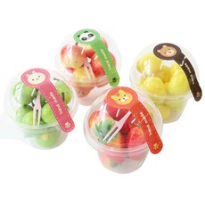 透明鬆餅杯 S號 20入+圓頂蓋 20入+棒棒糖動物貼紙 20入+迷你叉子 20入, 1組