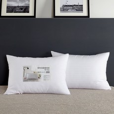 KIT HOME 超細纖維枕芯+條紋印花枕頭套組, 白色的, 1個