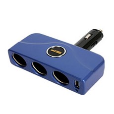 삼진퍼스트 SF USB 다이렉트 차량용 3구 소켓 블루, 1개