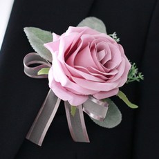 THE FLOWERMARKET 人造花 高級玫瑰胸花, 丁香紫