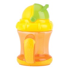 Nuby 翻蓋式重力球吸管杯, 橘色, 210ml, 1個