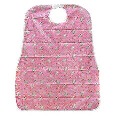 편리안 턱받이 핑크플라워 방수 앞치마, 1개