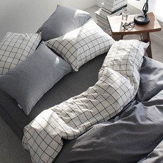 DECOVIEW 時尚柔軟雙面被套, 白色+海軍