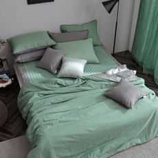 HERMIA 水洗棉亞麻素色被套, 綠色