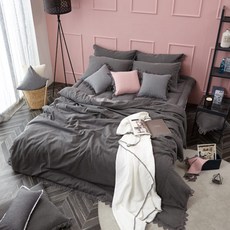 HERMIA 水洗棉素色被套, 木炭