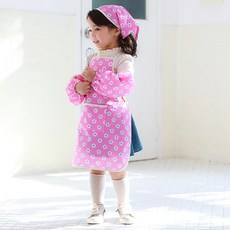 따블리에 유아동용 블루밍 앞치마 세트, PINK