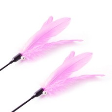 펫샵 심플 깃털 방울 고양이 스틱 장난감, 핑크, 2개