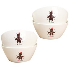 LKmade 薑餅人印花湯麵碗, 薑餅人款, 4入