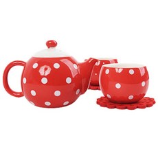 伊澤圓點杯碟組, 茶壺 + 杯子 2p + 杯墊 2p, 1套