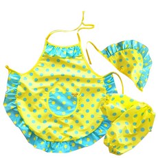 Yein Mom 女童波點防水圍裙+頭巾+Tash