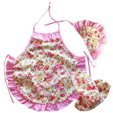 yeinmom 女童款Noblesse荷葉邊防水圍裙+頭巾+袖套