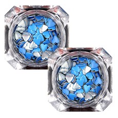 立體愛心造型美甲飾品 4mm, 藍色, 2件