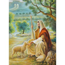 KM ELLIE 3D 耶穌是我的牧羊人珠寶十字繡 DIY 40 x 55cm, 混色, 1套
