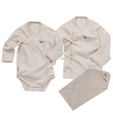 NATURA ORGANIC 素色棉質肚衣包屁衣包巾彌月禮盒 3款組