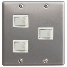 PFS Plain 빈티지 스위치 플레이트 Alumi 2+1구 + 스위치 + 붙임쇠, 1세트