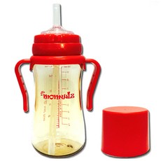 Momwiz PPSU材質奶瓶兼容吸管杯 300ml, 紅色, 1入