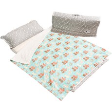 Coney Island 超細纖維棉質嬰兒午睡被套+防水袋 隨機發貨, 貓咪款 藍色