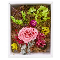 裱框花束保鮮花, 粉紅色 (GRF#028)
