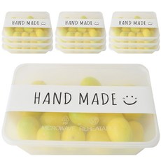 PP塑膠耐熱餐盒組+hand made字樣封口貼紙, 1套, 容器 10p + 蓋子 10p + 條（白色）10p