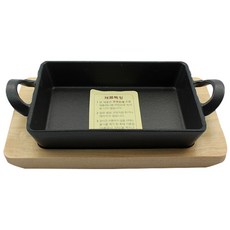 長方形煎盤+木托盤, 1套, 大號（20 x 12.4 x 3 厘米）