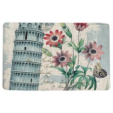 Living Pop 廚房浴室防滑世界城市與花朵地墊, B8