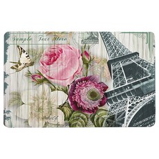 리빙팝 주방욕실 미끄럼방지 세계도시와 꽃 발매트, B4, 1개