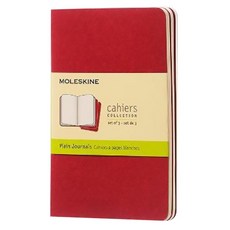 몰스킨 까히에저널 플레인 노트 포켓, 크랜베리 레드, 3개입