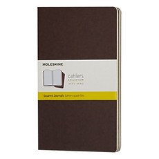 몰스킨 까히에저널 스퀘어드 노트 라지, 커피 브라운, 3개입