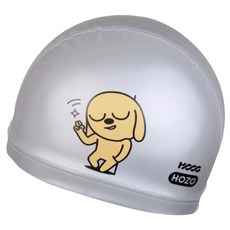HOOG 孩童PU塗層印花泳帽 SUC229, 銀