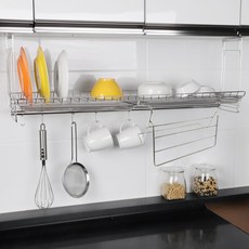 LIVING HAPPY 多功能可伸縮水槽瀝水架 + 掛式抹布架, 單一顏色