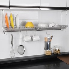 LIVING HAPPY 掛式餐具瀝水架+掛式餐具收納桶, 單色