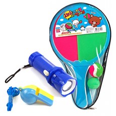 캐치볼 라켓 세트 파랑 + 조리개 후레쉬 호각 랜덤 발송, 1세트