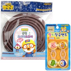 Pororo 桌角防撞條 2m+多功能鎖帶, 防撞貼條(胡桃木色)+鎖帶(混色), 1組