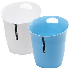 河綠色現代把手垃圾桶, 白色, 藍色, 2入