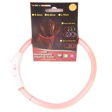 블럭마트 강아지 고양이 LED 충전식 플래시밴드 35cm, 핑크, 1개