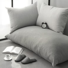 Clemence 大型坐墊套 + 大型靠枕套 2件組, 靠枕套(灰色), 坐墊套(深灰色)