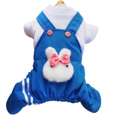ECODY 兔子造型玩偶寵物吊帶連身衣, 藍色
