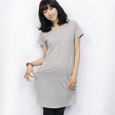 Maminuri 短袖線條鈕扣連衣裙