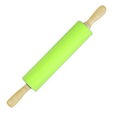 리빙팝 우드 손잡이 실리콘 롤러 밀대 그린, 1개