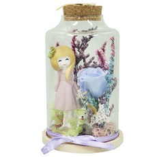 永生花 花朵軟木塞蓋玻璃罩, GRF#041(藍色 小)