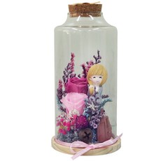 永生花 花朵軟木塞蓋玻璃罩, GRF#043(紫色 大)