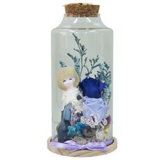 永生花 花朵軟木塞蓋玻璃罩, GRF#045(藍色 大)