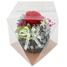 永生花 花卉玻璃花盆, GRF#005(1朵 紅色)