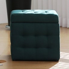 블루밍홈 버블큐브스툴 수납형, 패브릭(다크그린)