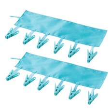 아리코 키친 심플 행주걸이 6p 집게, 블루, 2개입