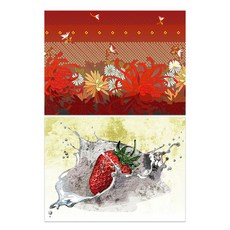 Roem Design 矽膠餐墊 紅色菊花 + 草莓, 混合顏色, 385 x 285 mm, 2個