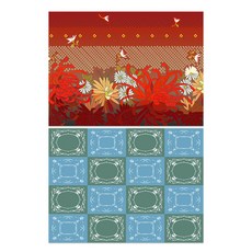 ROEM DESIGN 矽膠餐墊 紅菊花 + 圖案2, 混合顏色, 385 x 285 mm, 2個