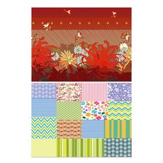 Roem Design 矽膠餐墊 紅色菊花 + 人造花, 混合顏色, 385 x 285 mm, 2個