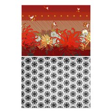 Roem Design 矽膠餐墊 紅色菊花 + 黑色圖案, 混合顏色, 385 x 285 mm, 2個